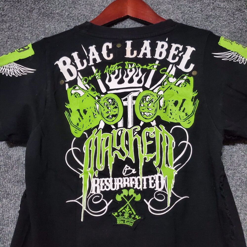 Blac Label Shirt Womens Youth Ladies Large Y2K Streetwear Fitted Grunge Rock VTG